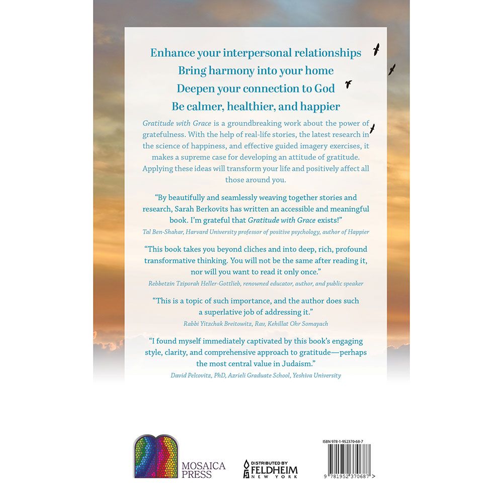 Back cover of Gratitude with Grace: An Inspirational and Practical Approach to Living Life as a, with the summary and barcode