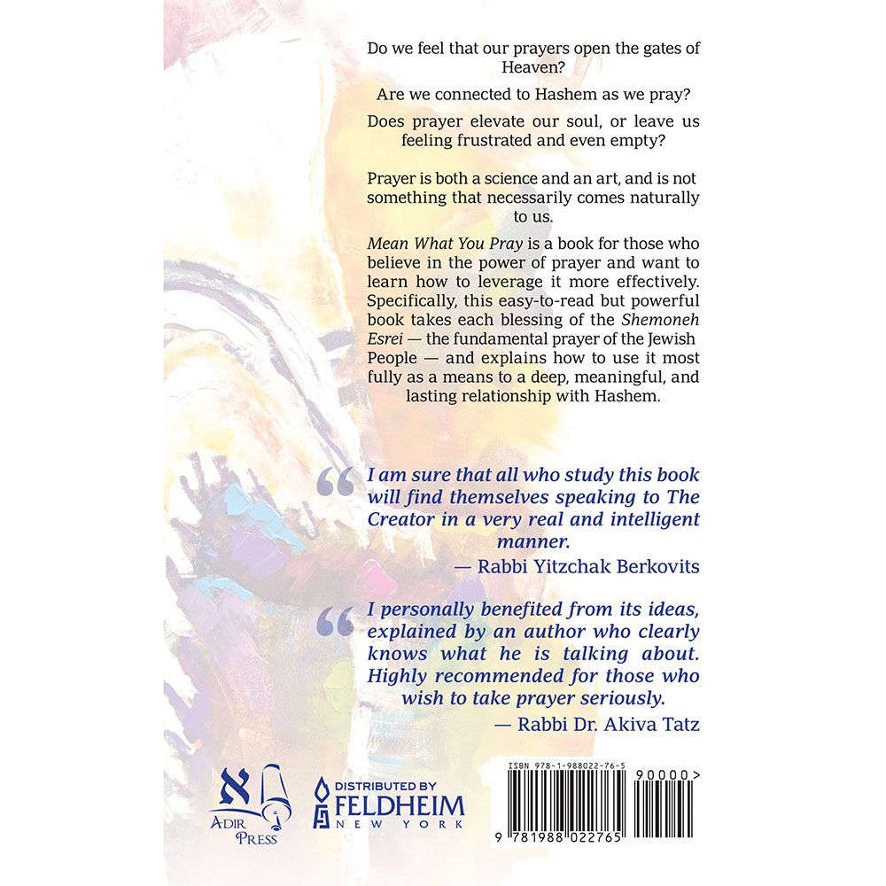 Back cover of Mean What You Pray: A Practical Guide to Connecting in Prayer, with the summary and barcode