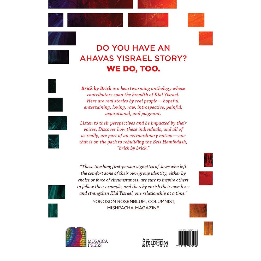 Back cover of Brick by Brick by Grunny Zlotnick, with the summary and barcode