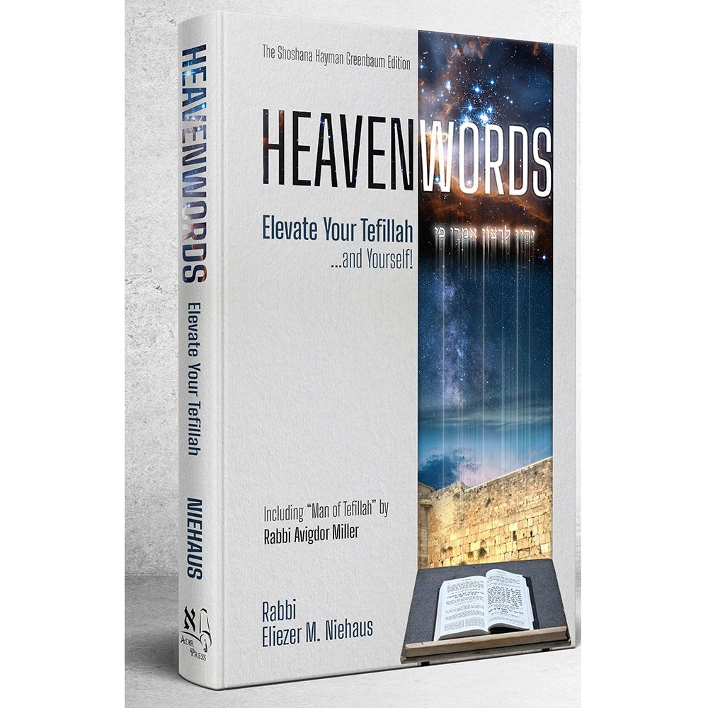 3D view of HeavenWords: Elevate Your Tefillah and Yourself by Rabbi Eliezer M. Niehaus, hardcover edition
