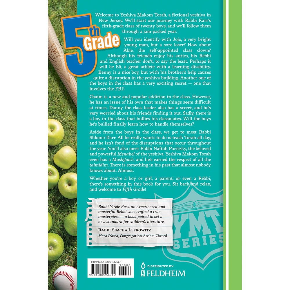 Back cover of 5th Grade by Rabbi Yitzie Ross, with the summary and barcode