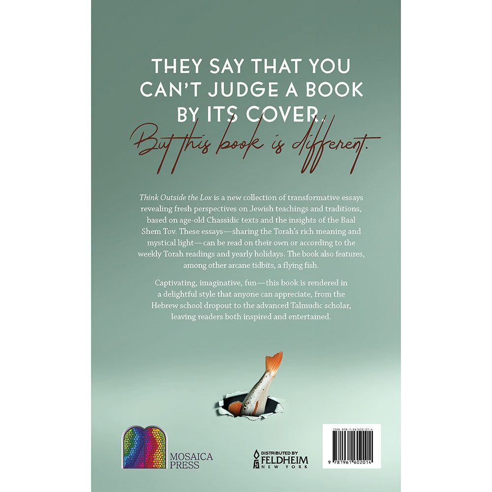 Back cover of Think Outside the Lox by Rabbi Boruch Cohen, with the summary and barcode