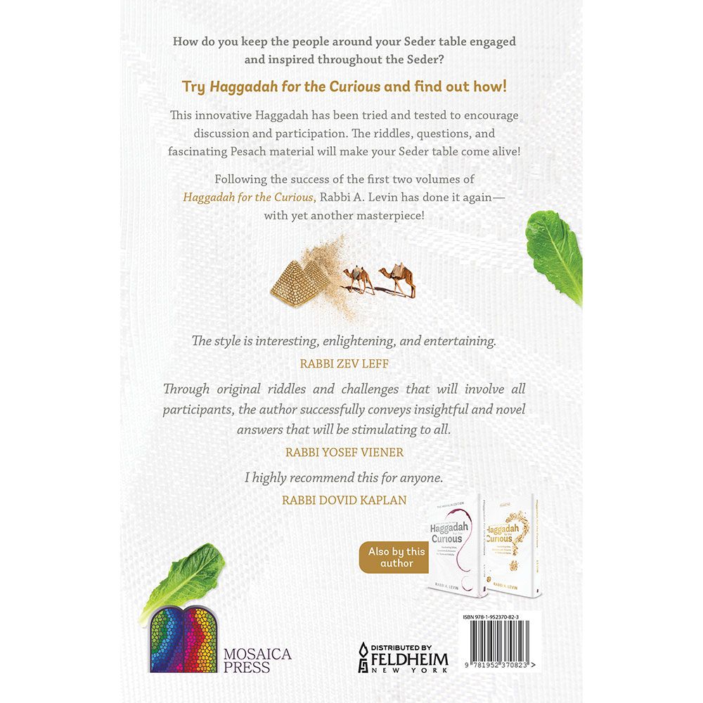 Back cover of Haggadah for the Curious, Volume 3 by Rabbi A. Levin, with the summary and barcode