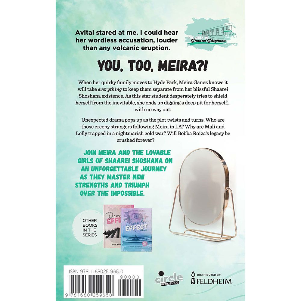 Back cover of Mirror Effect by Rochel Braverman, with the summary and barcode