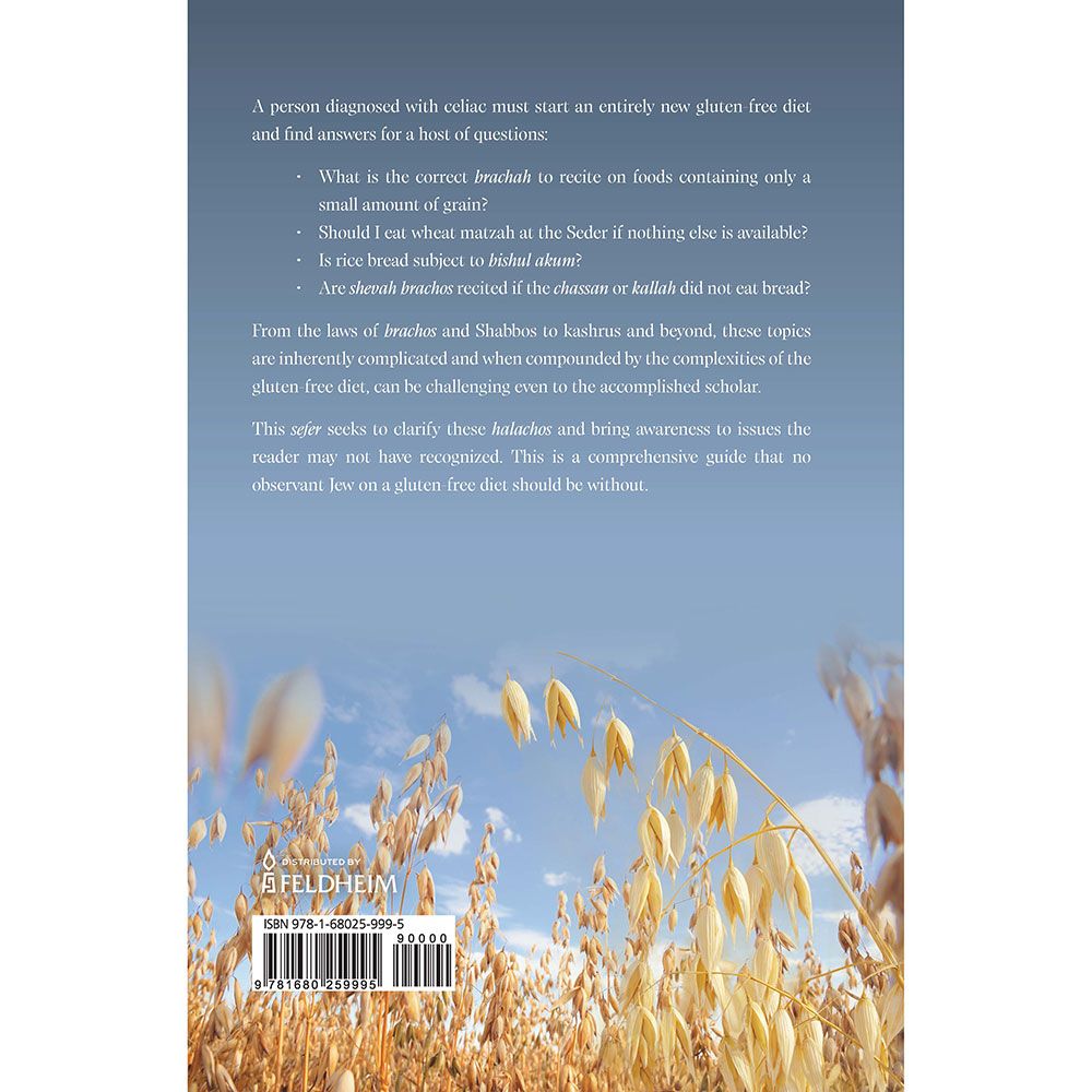 Back cover of Gluten Free in Halachah by Rabbi Reuven Wachs, with the summary and barcode