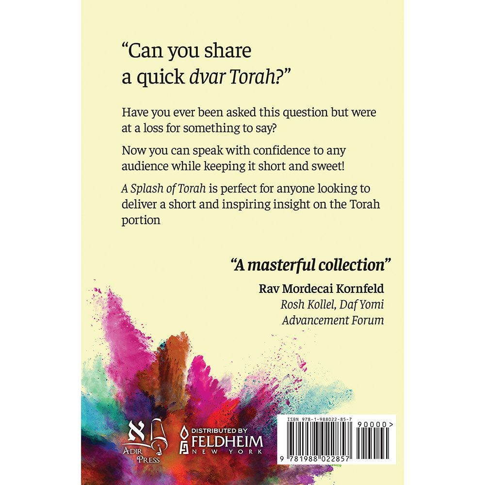A Splash of Torah — back cover | Judaica Square Lakewood
