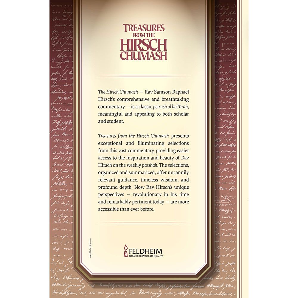 Back cover of Treasures from the Hirsch Chumash, 2 Volume Boxed Set, with the summary and barcode