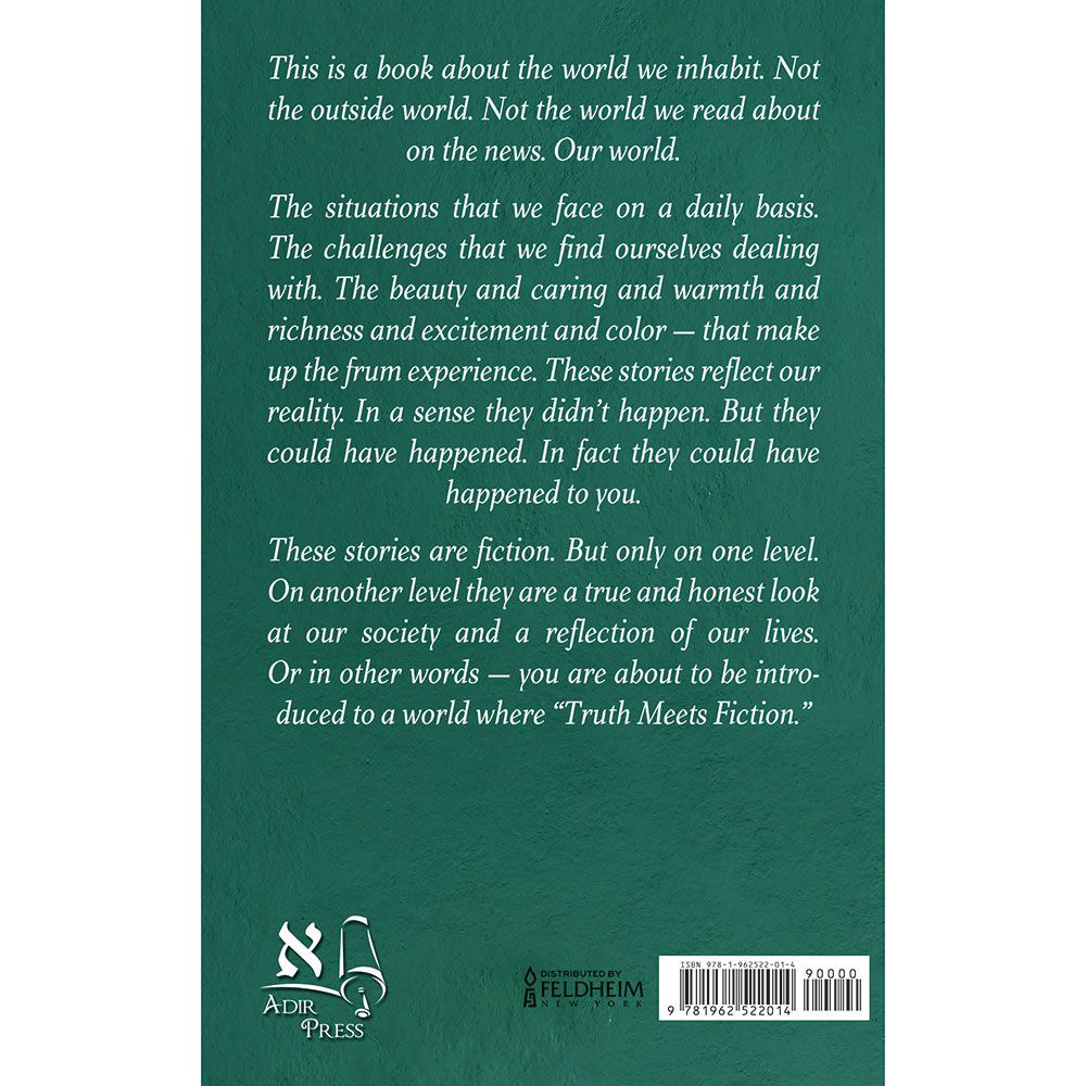 Back cover of Truth meets Fiction by Rabbi Nachman Seltzer, with the summary and barcode