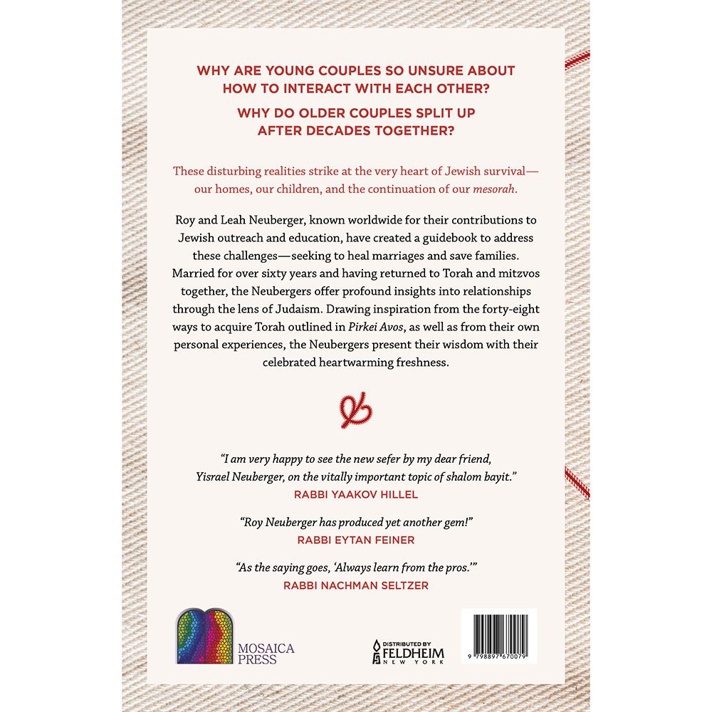 Back cover of Together Forever: Torah Strategies to Make Marriage Work by Roy S Neuberger, with the summary and barcode
