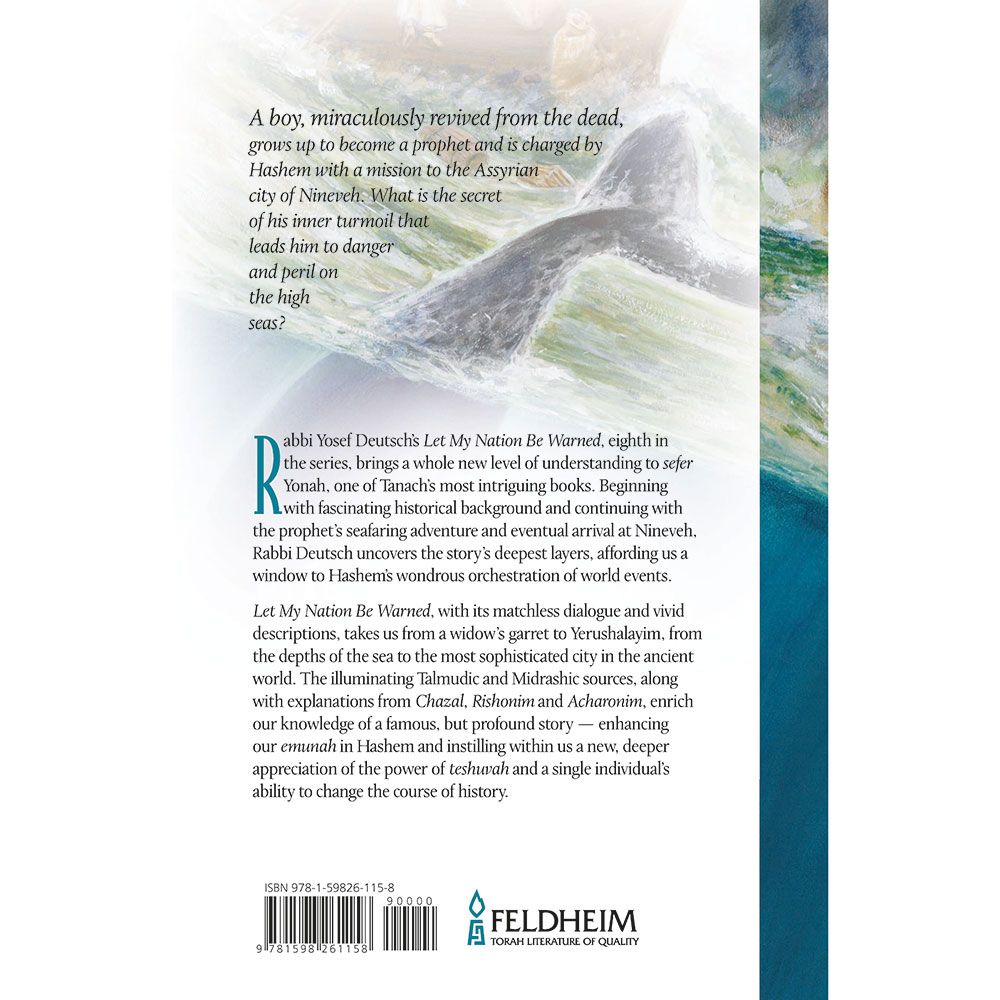 Back cover of Let My Nation Be Warned by Yosef Deutsch, with the summary and barcode