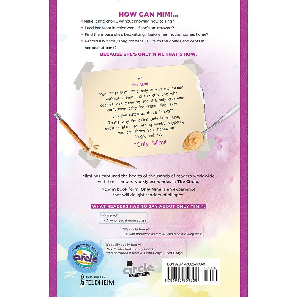 Back cover of Only Mimi! #2 by G. Schiff, with the summary and barcode