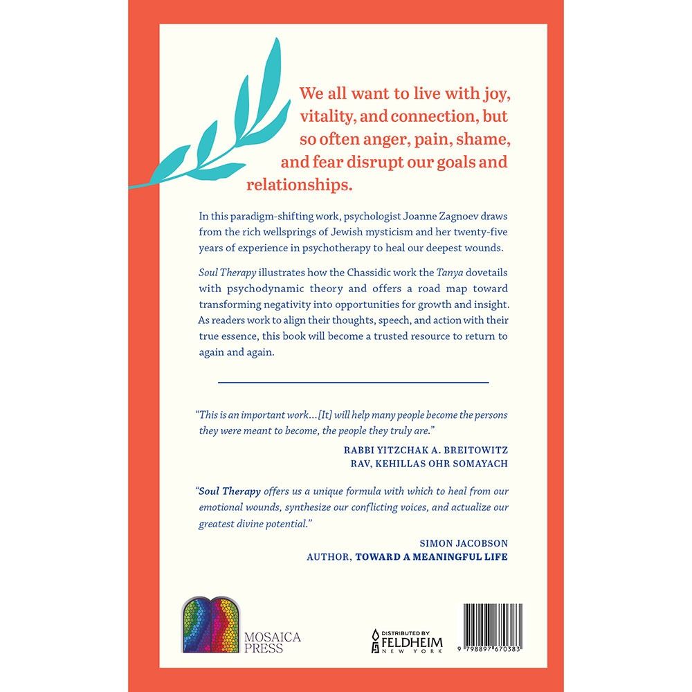 Back cover of Soul Therapy by Joanne Zagnoev, with the summary and barcode