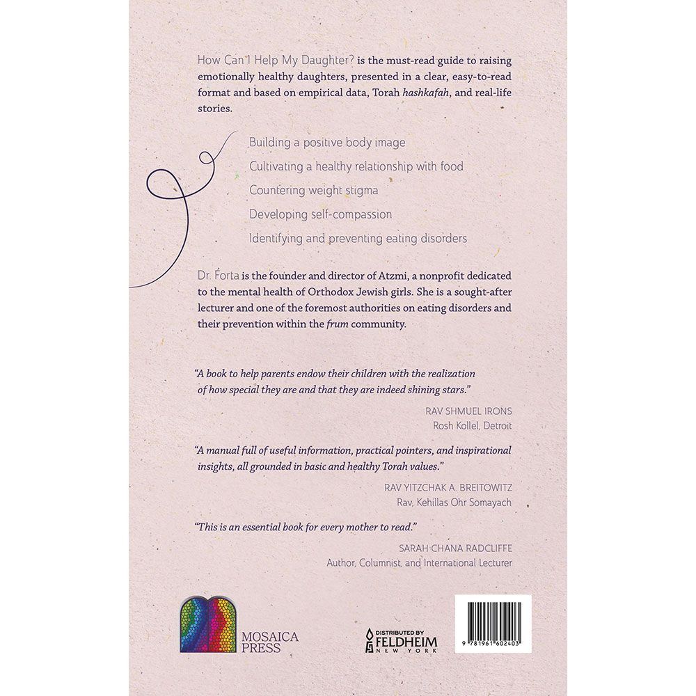 Back cover of How Can I Help My Daughter? by Marcy Forta, EdD, MBA, with the summary and barcode