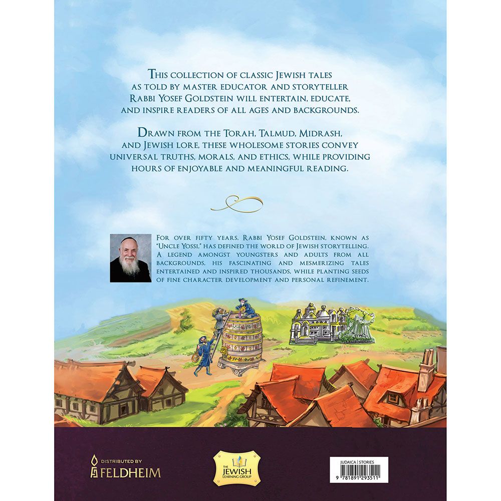Back cover of Uncle Yossi's Classic Story Collection: Favorite Jewish Tales for All Ages, with the summary and barcode