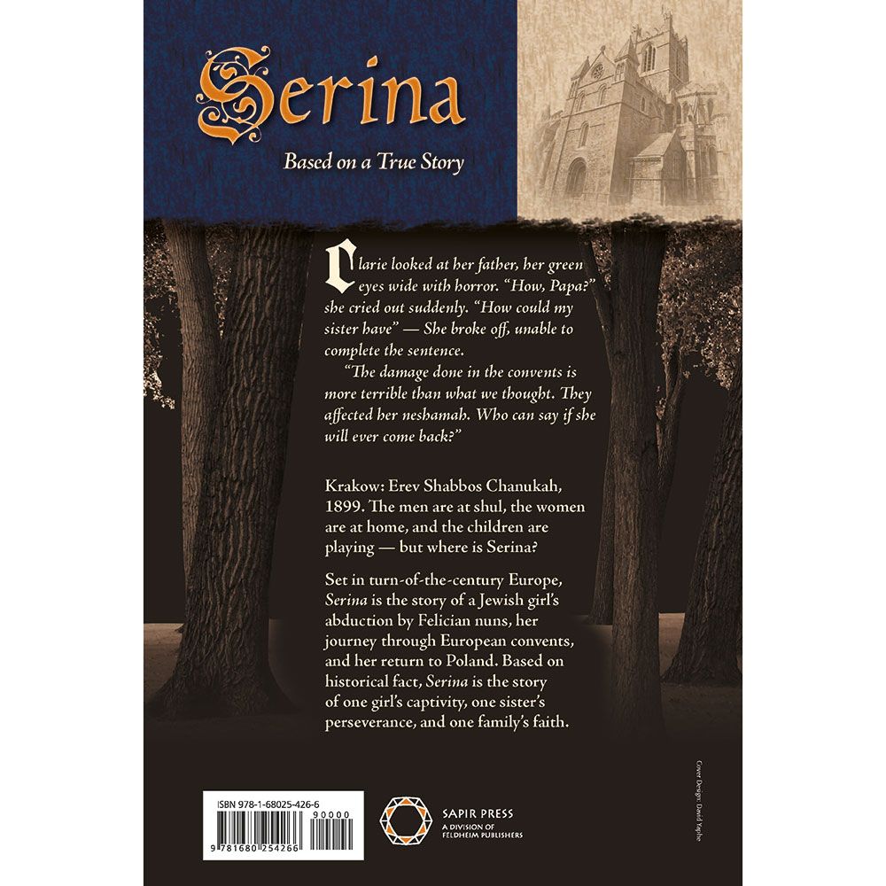 Back cover of Serina: Based on a True Story by Ruti Tanenwald, with the summary and barcode