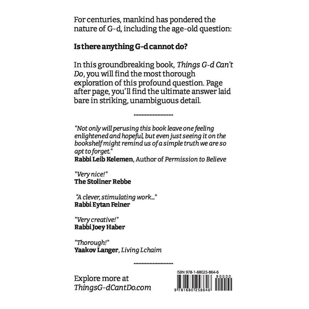 Things G-d Can't Do — back cover | Judaica Square Lakewood