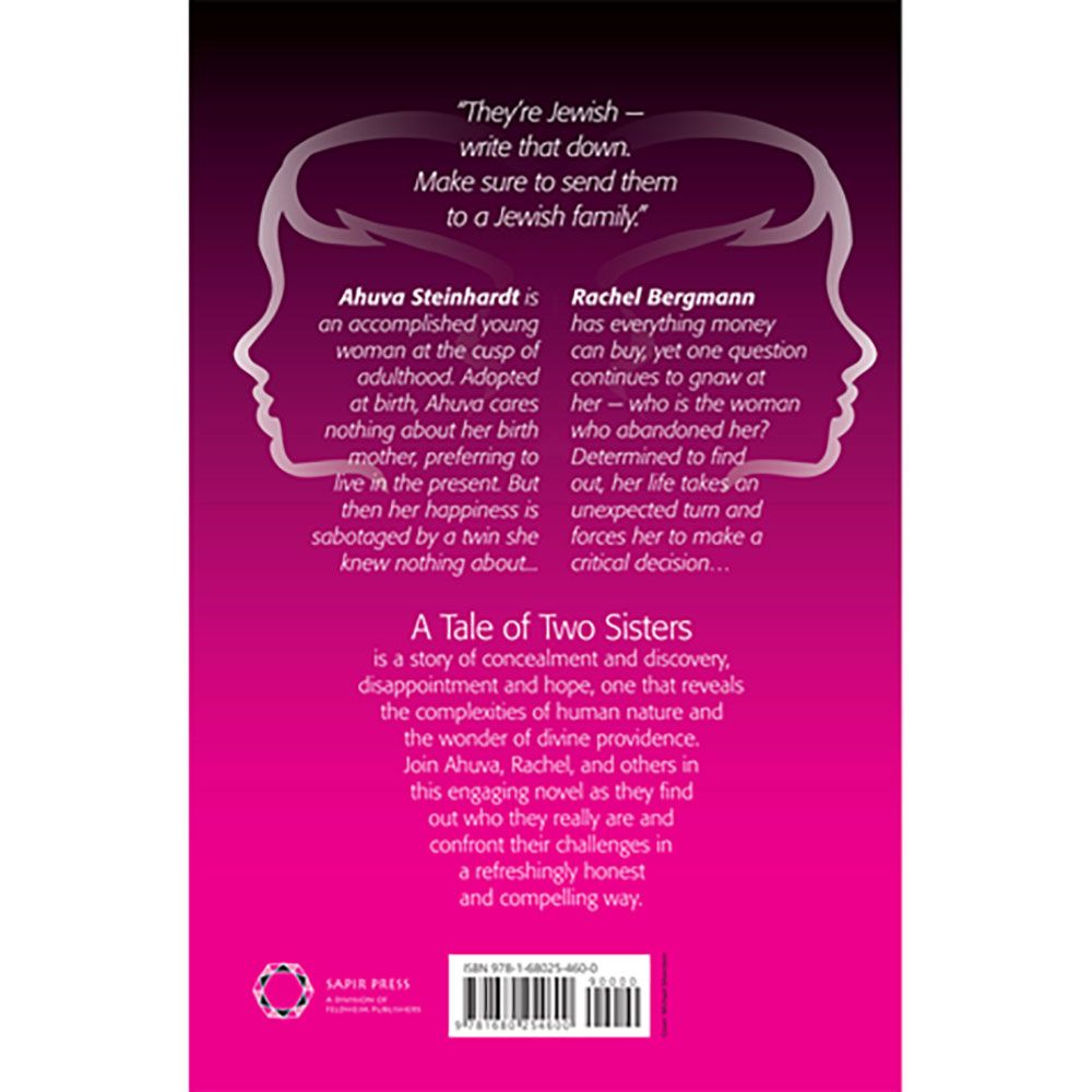 Back cover of A Tale of Two Sisters: A Novel by Adeena Leiber, with the summary and barcode