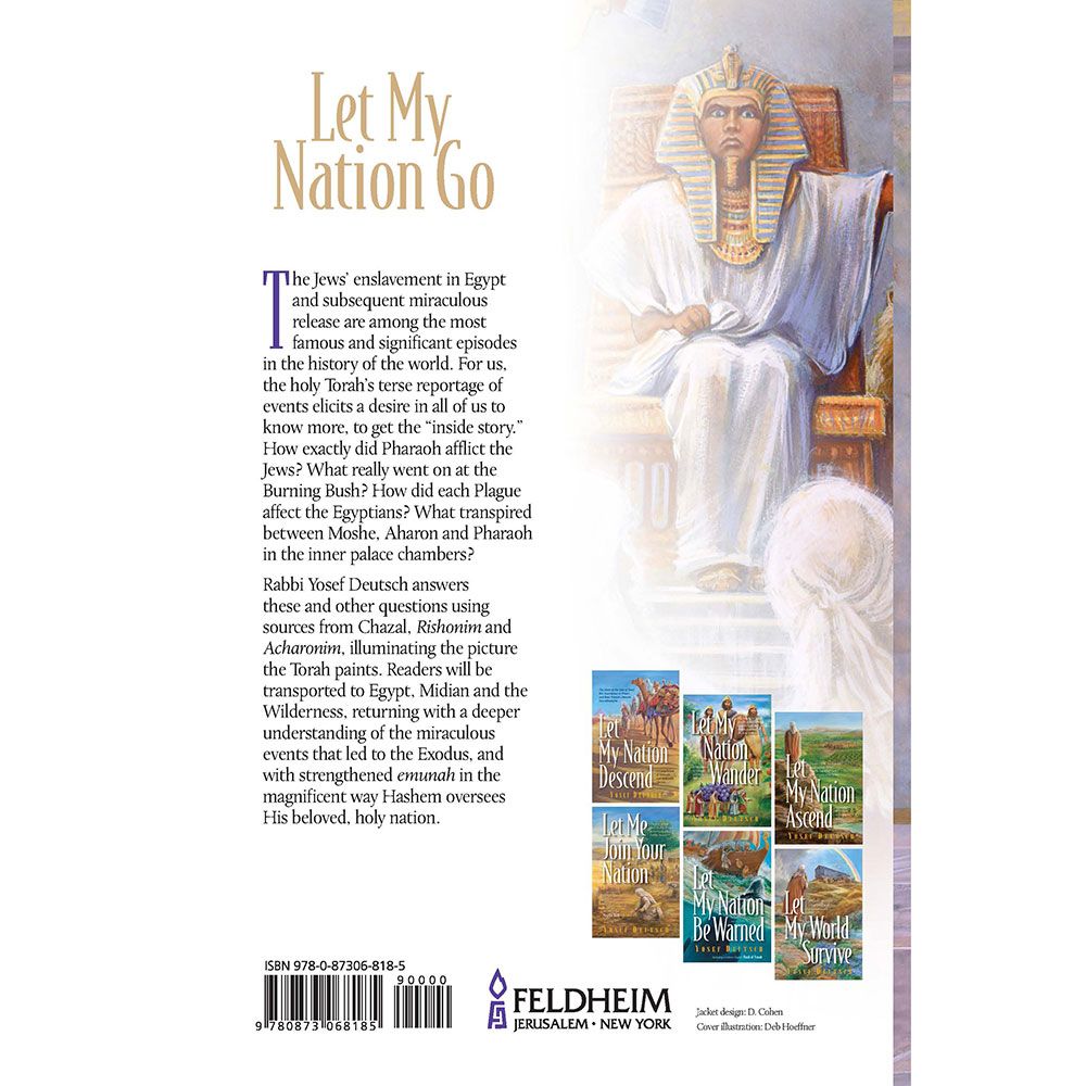 Back cover of Let My Nation Go by Yosef Deutsch, with the summary and barcode