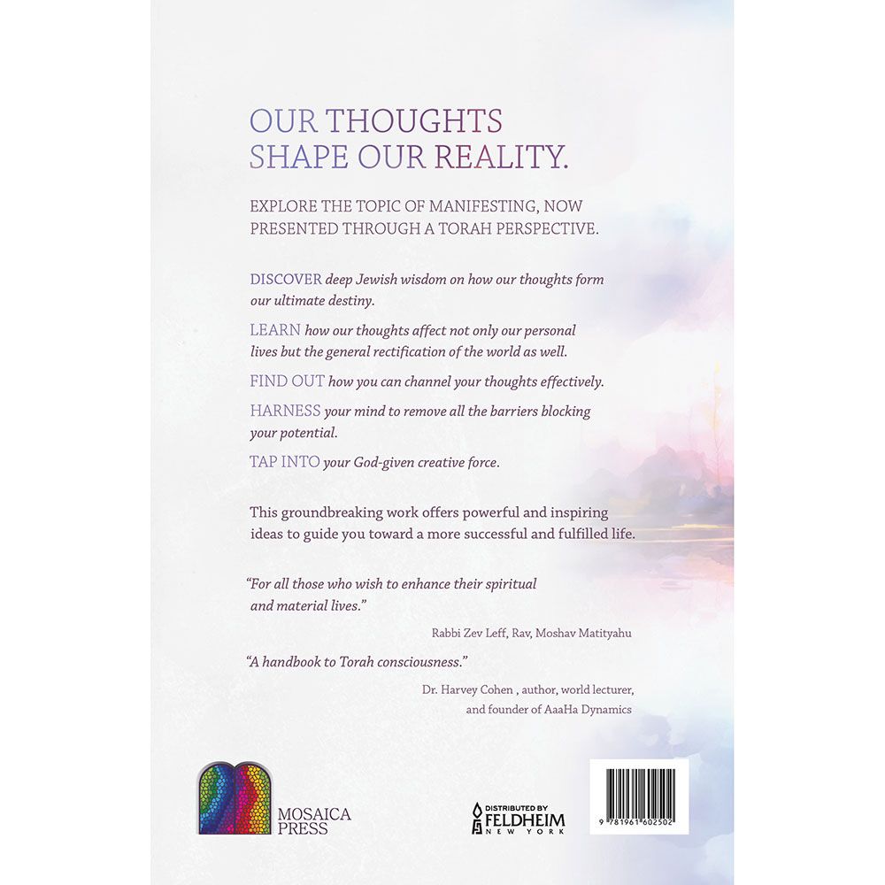 Back cover of The Jewish Guide to Manifesting by Rabbi Yaakov Cohen, with the summary and barcode