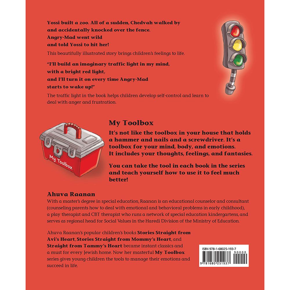 Back cover of Stop on Red! Anger Ahead! by Ahuva Raanan, with the summary and barcode