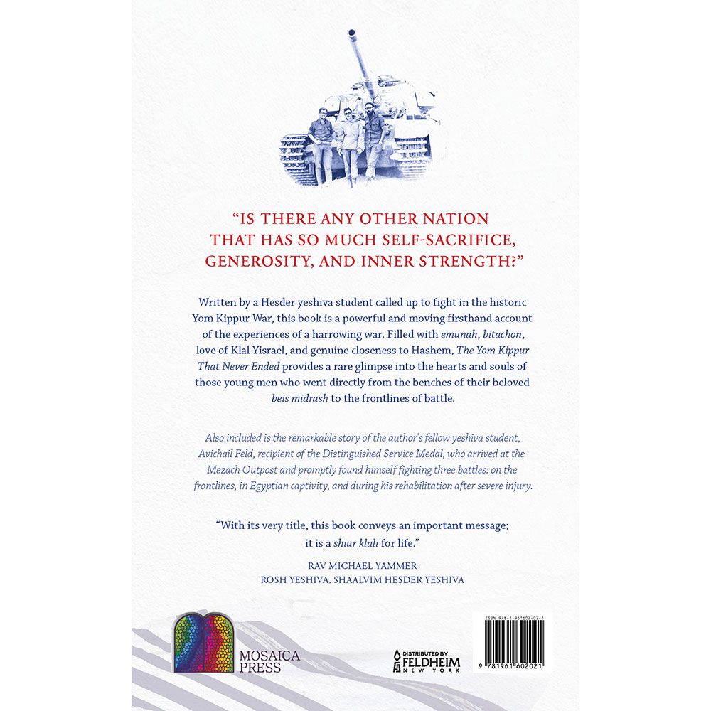 Back cover of The Yom Kippur That Never Ended by Shalom Wasserteil, with the summary and barcode