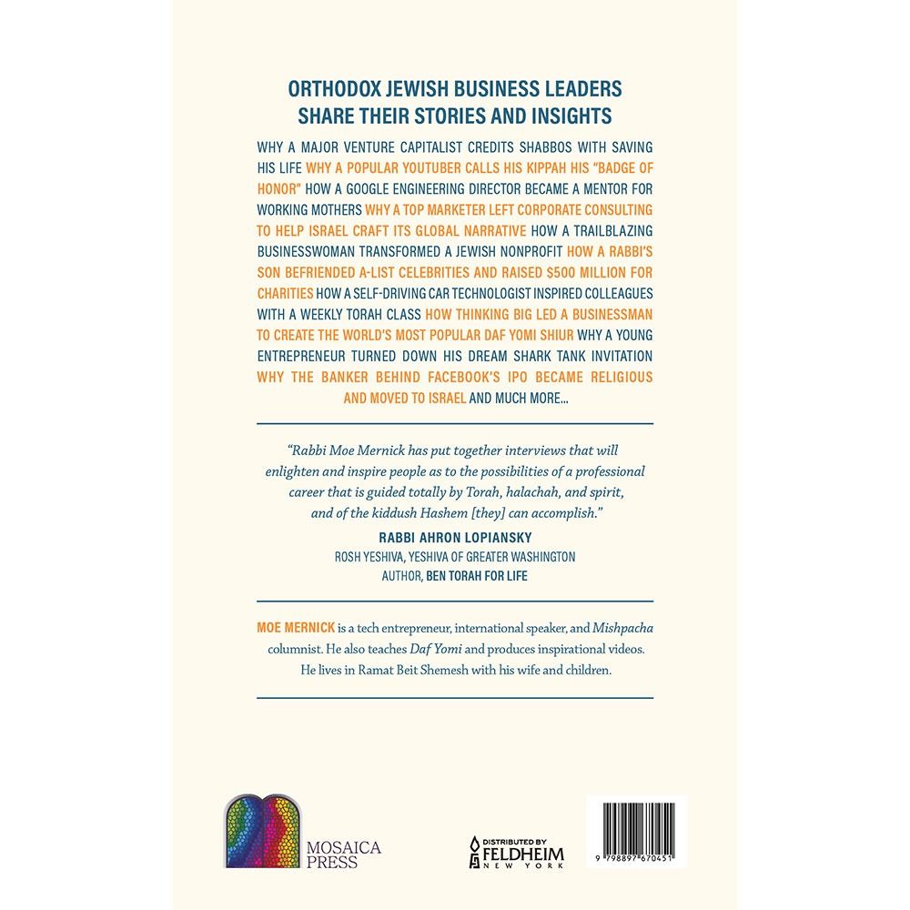 Back cover of Conversations with Jewish Business Leaders by Moe Mernick, with the summary and barcode