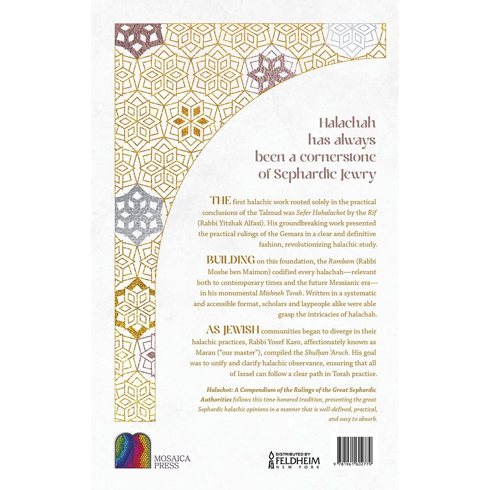 Back cover of Halachot: Hagim by Rabbi Yitzhak Berdugo, with the summary and barcode