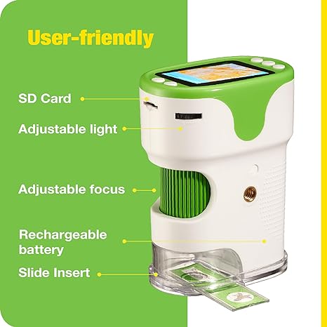 StarkToy Rechargeable Digital Microscope for Kids with Slides — product view, view 3 | Judaica Square Lakewood