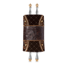 Velvet and Leather Torah Mantle, style 362, Brown — front view with Torah rollers