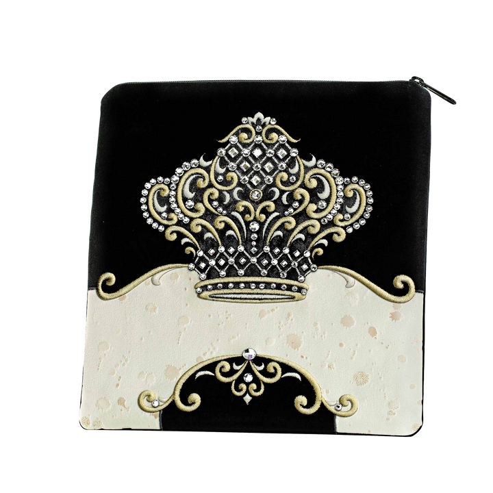Velvet tallis and tefillin bag set with embroidery and crystal accents, design 364B2