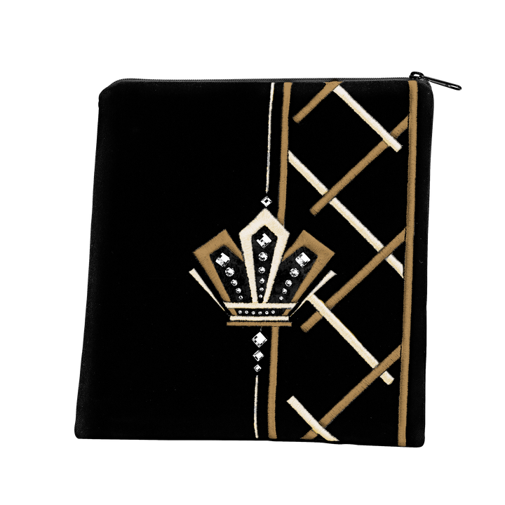 Velvet tallis and tefillin bag set with embroidery and crystal accents, design 454B2