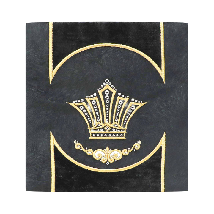 Velvet tallis and tefillin bag set with embroidery and crystal accents, design 632B1