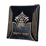 Velvet tallis and tefillin bag set with embroidery and crystal accents, design 652B1