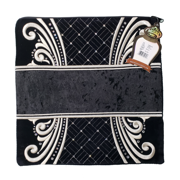 Velvet tallis and tefillin bag set with embroidery and crystal accents, style 362