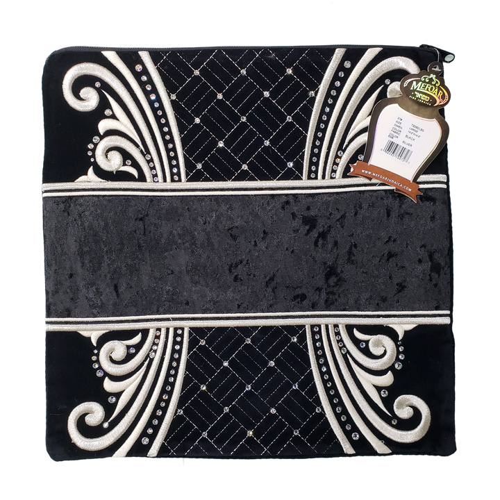 Velvet tallis and tefillin bag set with embroidery and crystal accents, style 362