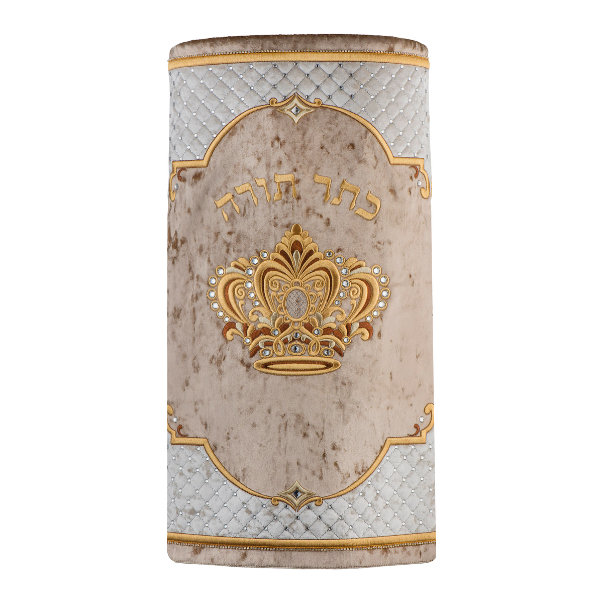 Velvet Torah Mantle 802, Gold — front view