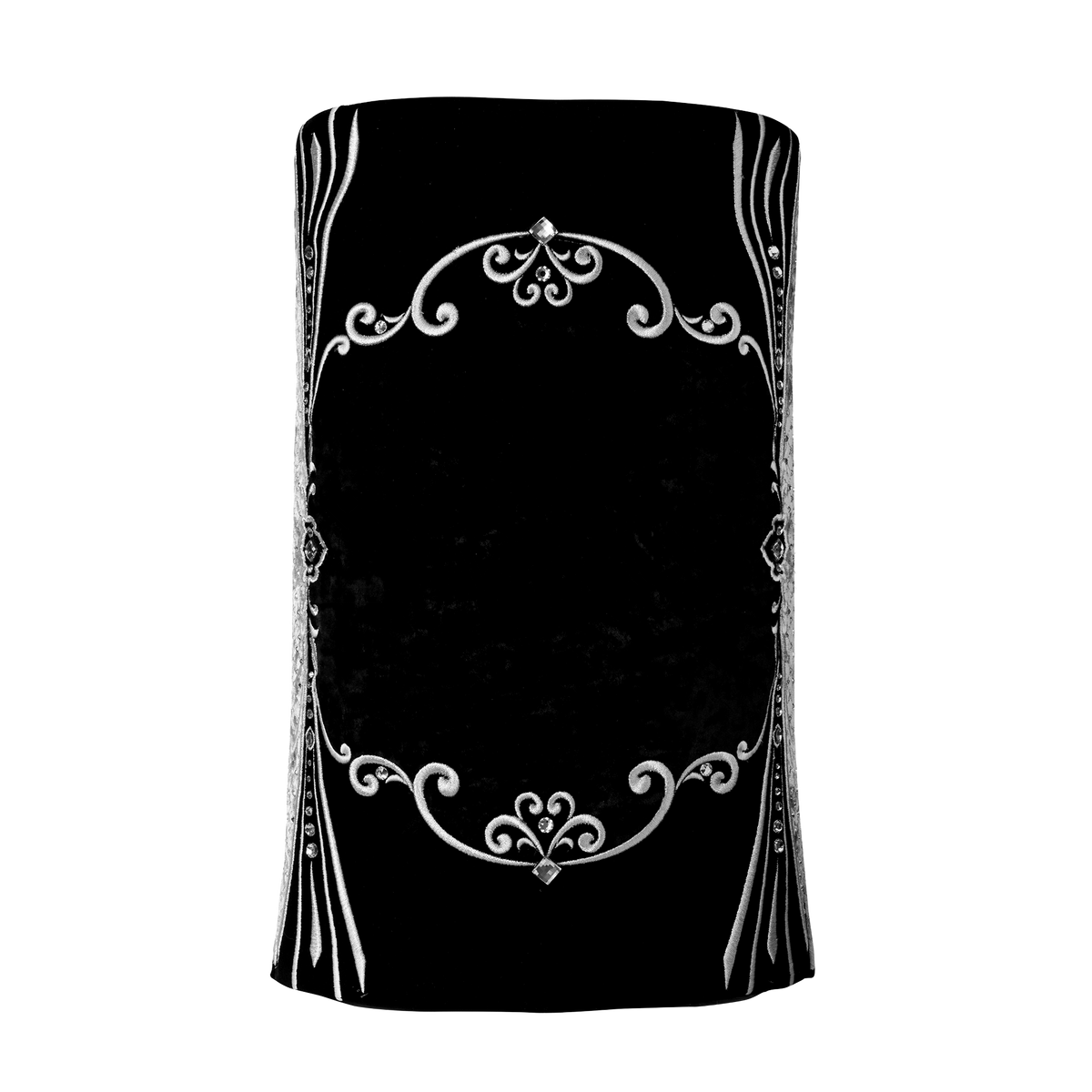 Velvet Torah Mantle, style 1315, Black — back view