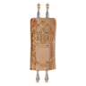 Velvet Torah Mantle, style 1316, Gold — front view with Torah rollers