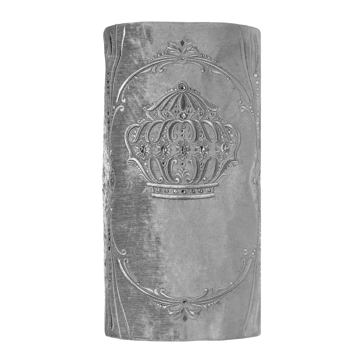 Velvet Torah Mantle, style 1316, Silver — front view
