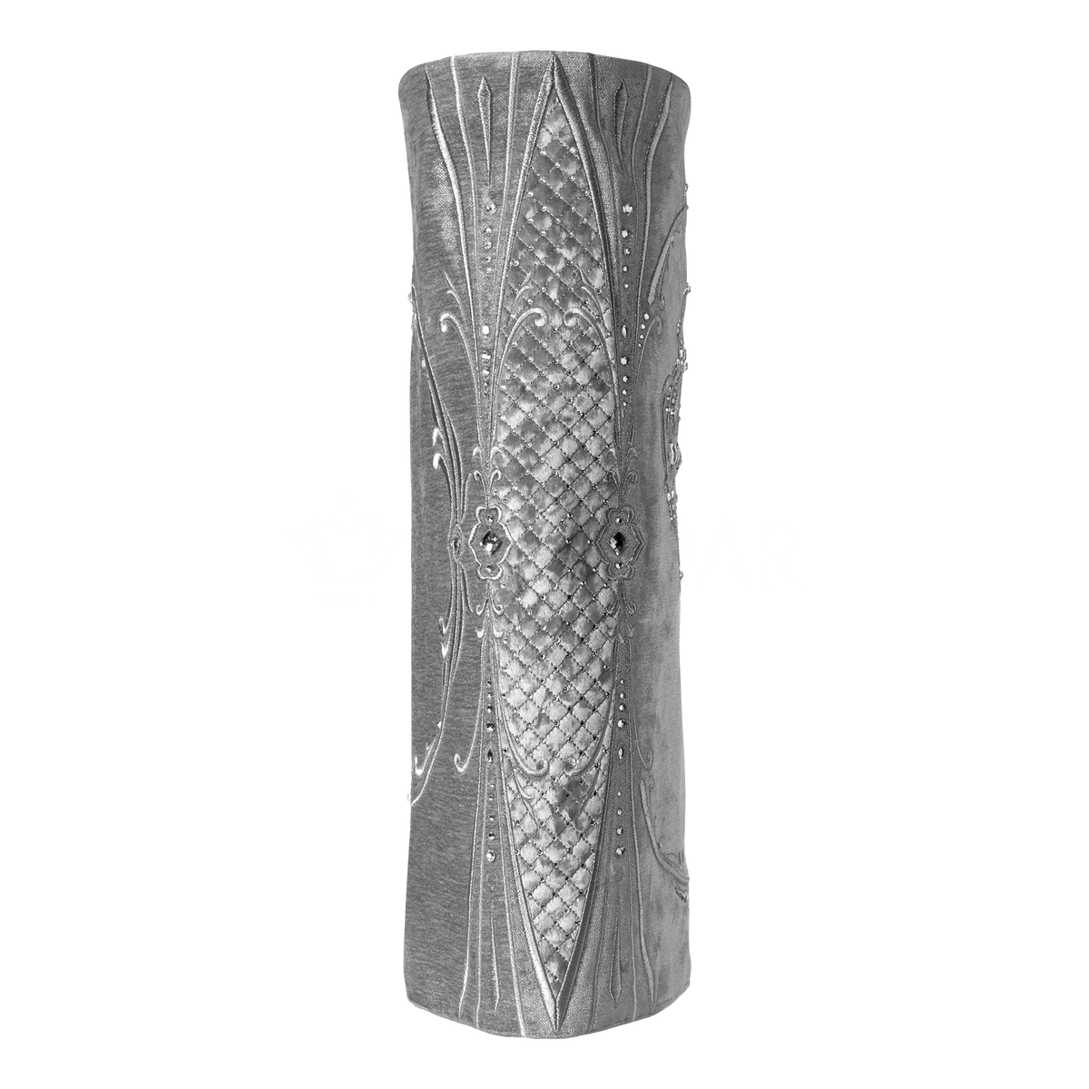 Velvet Torah Mantle, style 1316, Silver — side view