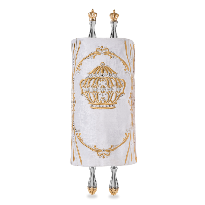 Velvet Torah Mantle - Style #1316 - White