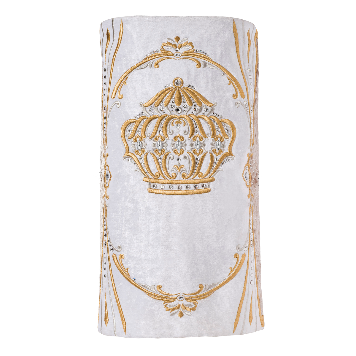 Velvet Torah Mantle, style 1316, White — front view