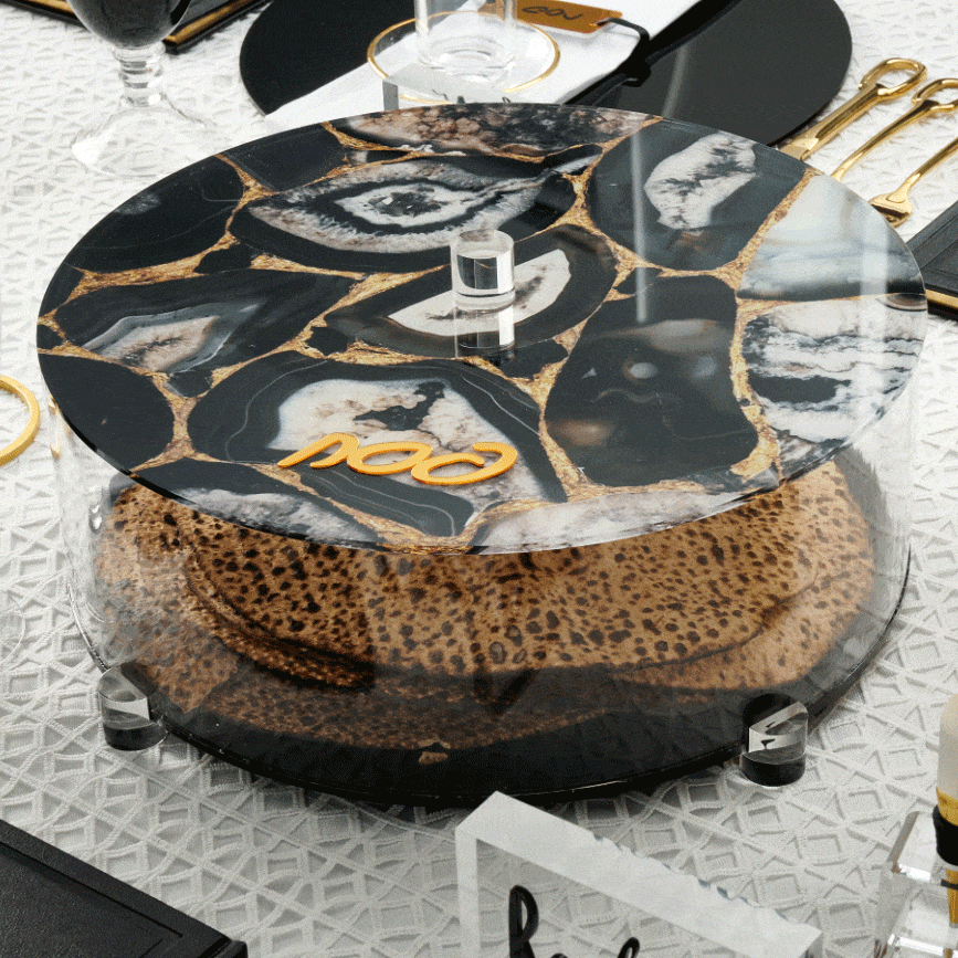Agate Matzah Box — detail view | Judaica Square Lakewood