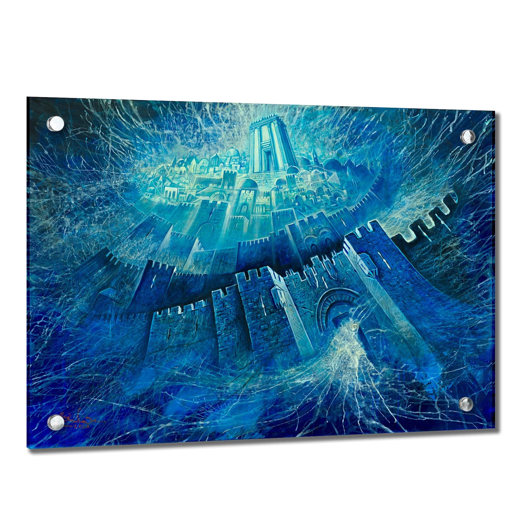Alex Levin Energy of Jerusalem Painting: Vibrant, Textured Holy City Artwork