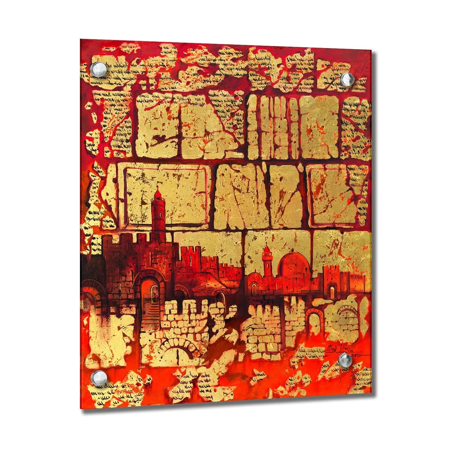 Alex Levin Kosel in Red Vertical Painting | Judaica Square Lakewood