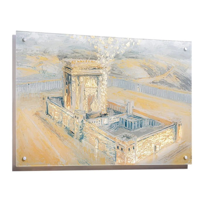 Bais Hamikdash of Gray & Gold Painting — lucite Wall Art | Judaica Square Lakewood