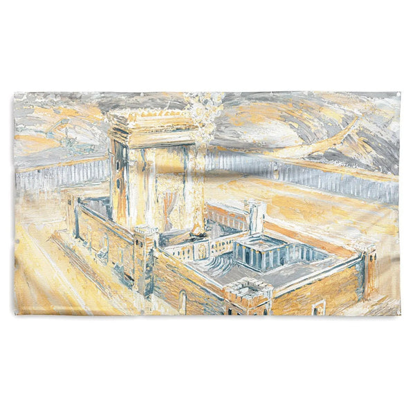 Bais Hamikdash of Gray Gold Vinyl Sukkah Decoration | Judaica Square Lakewood
