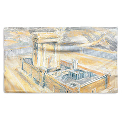 Bais Hamikdash Gray & Gold Vinyl Sukkah Decoration - Elegant Jewish Holiday Decor