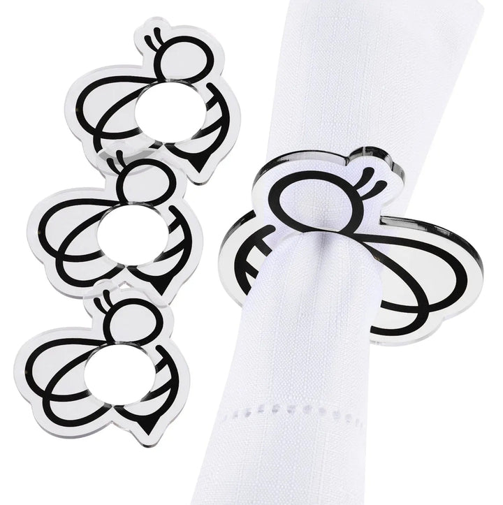 Bee Lucite Napkin Rings, Set of 4