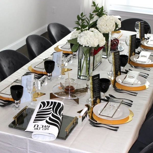 Black & Gold Rosh Hashanah Tablescape | Judaica Square Lakewood
